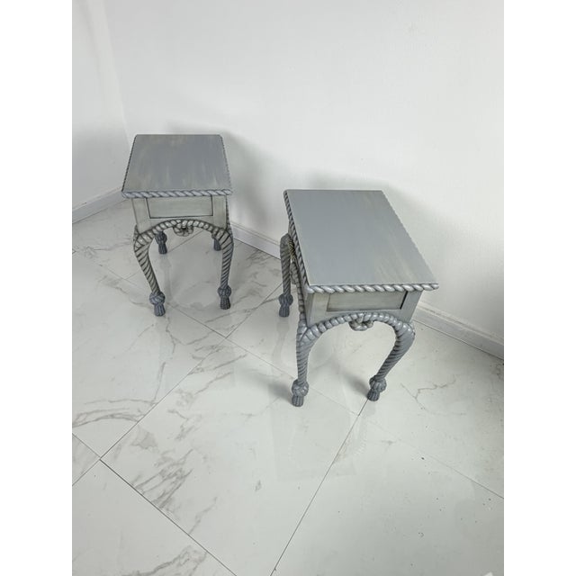 Vintage French Country Style Bedside Tables with Rope Detail, 1970, Set of 2 For Sale - Image 14 of 18