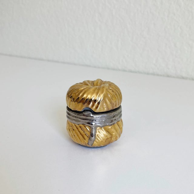 Postmodern Vintage Italian Gold & Silver Pill Box For Sale - Image 3 of 8