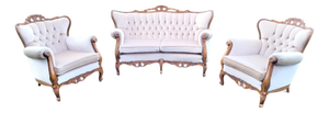 Louis XVI French Château Living Room Set in Upholstered Hand-Carved Walnut, Mid-19th Century, Set of 3