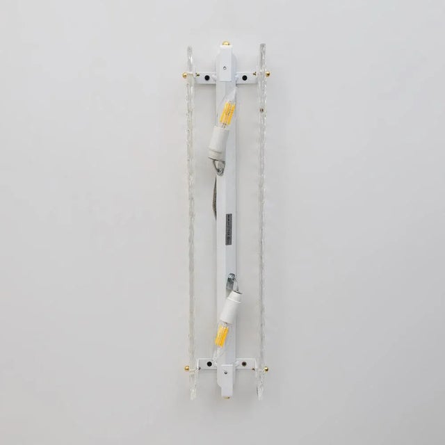 Art Deco Brass and Textured Murano Glass Sconces, 2000s, Set of 2 For Sale - Image 9 of 11