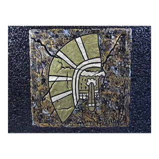 Chuk Morris 1974 Relief Headdress/Shield Ancient Mexican Motif, 11.5” For Sale