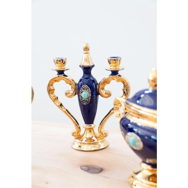 Candelabra and Ceramic Vase from Faenza, Set of 4 For Sale - Image 6 of 16