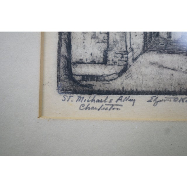 Mid 20th Century 4 Elizabeth O'Neill Verner Charleston Sc Architectural Cityscape Etchings Framed For Sale - Image 14 of 14