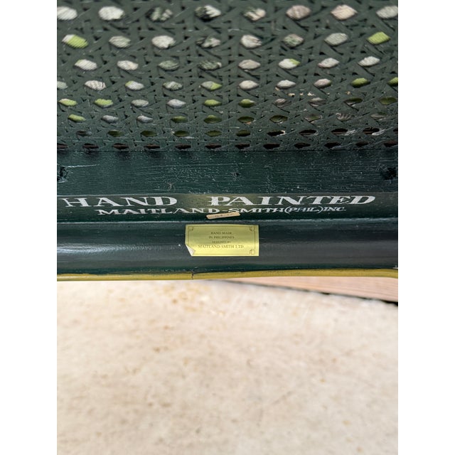 Vintage Maitland-Smith Hand-Painted Chinoiserie Armchair With Custom Palm Cushion For Sale - Image 11 of 12