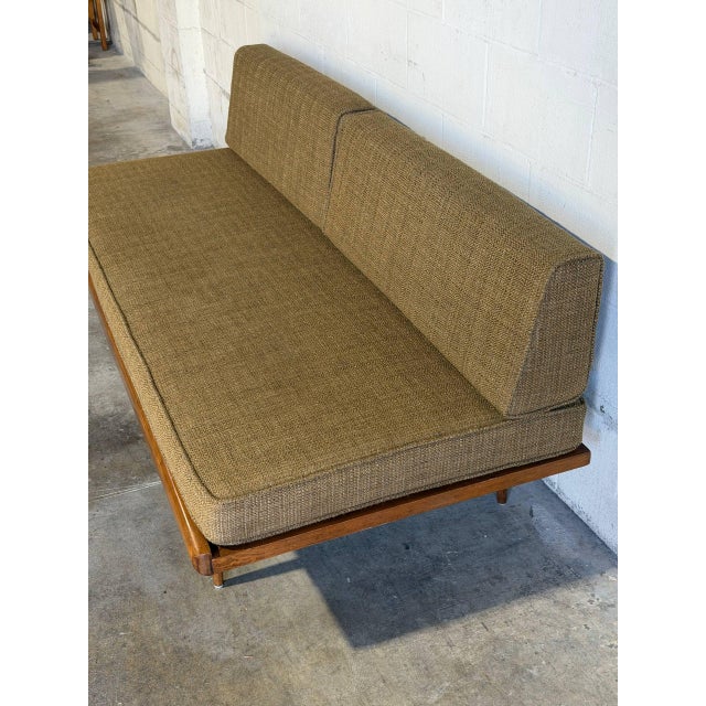 Mid-Century Modern Teak Daybed Sofa With Floating Wood Frame and Exposed Back 1960s For Sale - Image 11 of 11