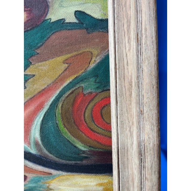 Mid-Century Modern 1950s Mid-Century Modern Abstract Oil Painting For Sale - Image 3 of 10