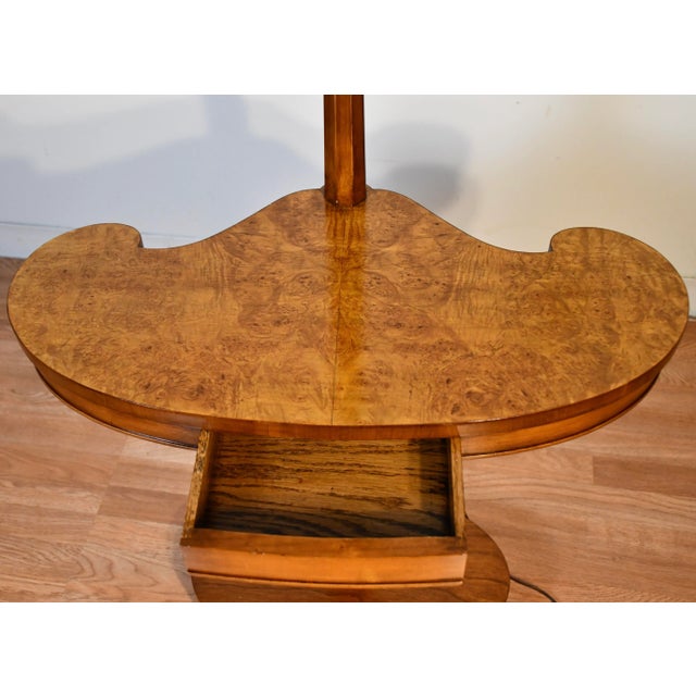 Wood 1930 Art Deco Birdseye Maple Lamp and Side Table Combination / Floor Lamp For Sale - Image 7 of 13