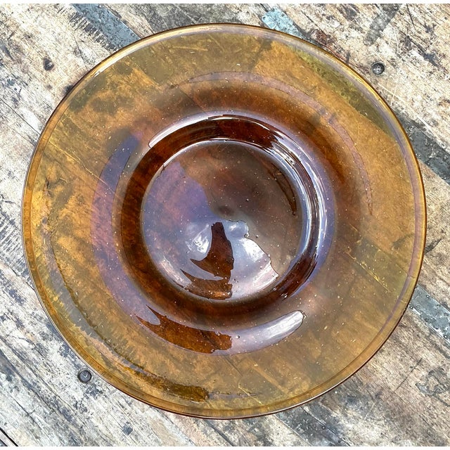 Vintage Amber Glass Serving Tray For Sale - Image 12 of 12