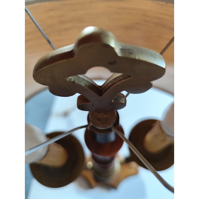 1960s Vintage Italian Bouillotte Table Lamp in Wood, 1960s For Sale - Image 5 of 14
