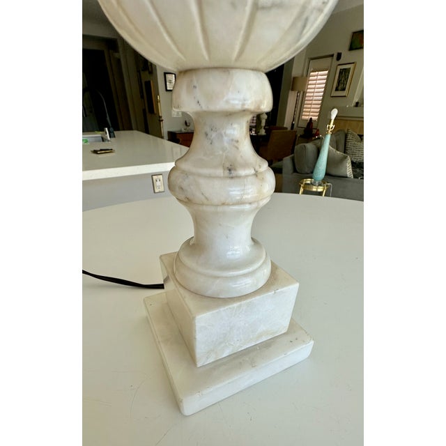 Single Italian Urn Neoclassic Alabaster Table Lamp For Sale - Image 10 of 15