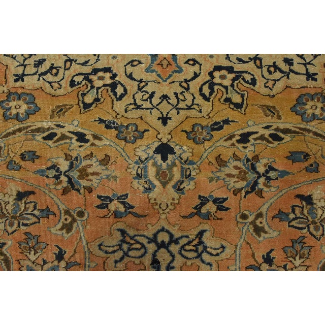 Najafabad Rug 8’10” X 11’4” Orange Wool Vintage Distressed Hand-Knotted Carpet For Sale - Image 11 of 15