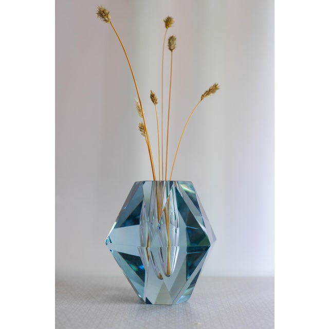 Dimond-Shaped Crystal Vase from Strömbergshyttan, Sweden For Sale - Image 6 of 14