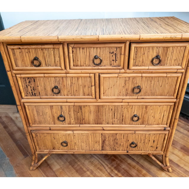 Late 20th Century Late 20th Century Chinoiserie Safari Style Bamboo and Rattan Chest of Drawers Milling Road by Baker For Sale - Image 5 of 16