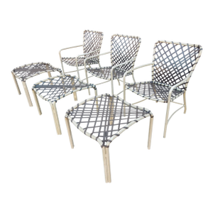 Brown Jordan Tamiami Aluminum & Vinyl Strap Patio Chairs & Ottomans