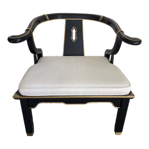Vintage James Mont Style Black Laquered Horseshoe Chair Century Chair Co.