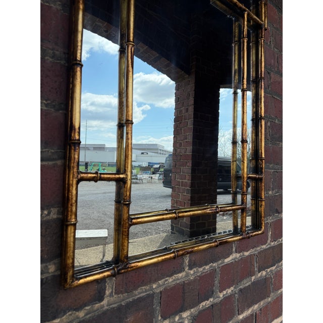LaBarge Faux Bamboo Brass Wall Mirror – Hollywood Regency, 46” Tall For Sale In Cleveland - Image 6 of 9