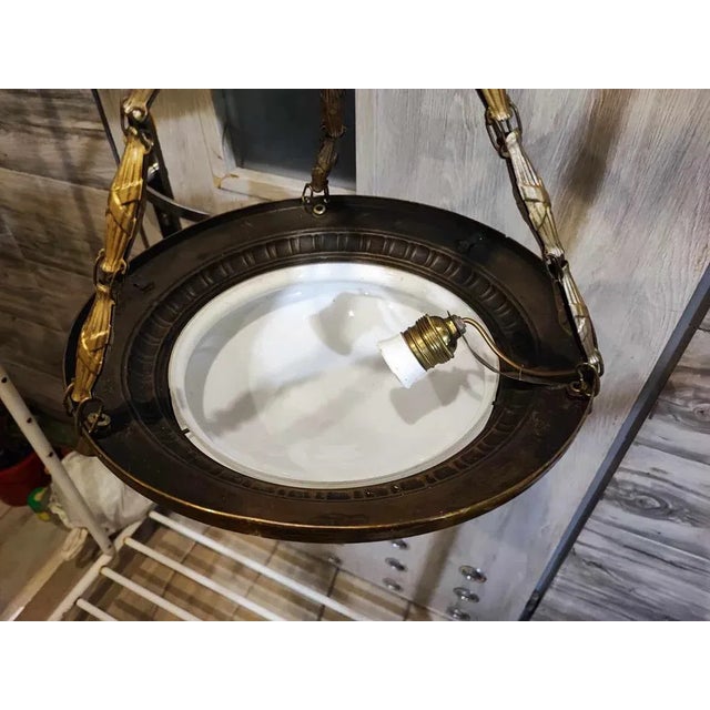 Art Deco Brass Chandelier, 1920s For Sale - Image 4 of 10