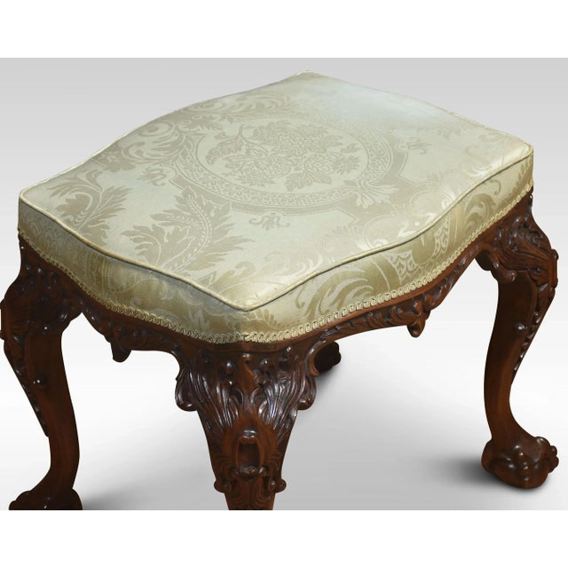 Chippendale Style Mahogany Framed Stool, 1890s For Sale - Image 4 of 7
