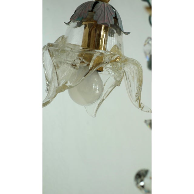 Italian Brass and Glass Lead Crystal Chandelier from Artigian Fabbrica Lambadari, 1960s For Sale - Image 9 of 16