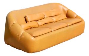 Space Age 3-Seater Sofa in Orange Imitation Leather, 1970s