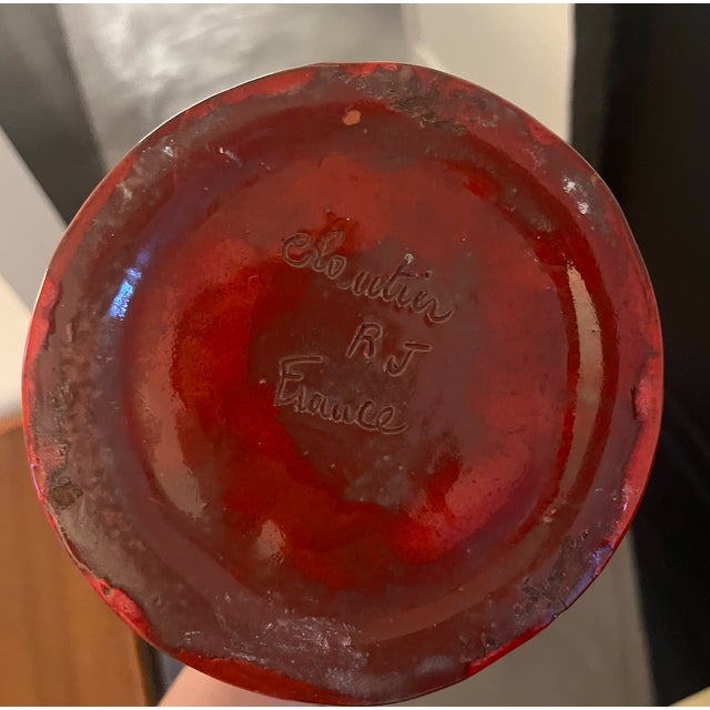 Vintage Red Vase by the Cloutier Brothers, 1960s For Sale - Image 4 of 5