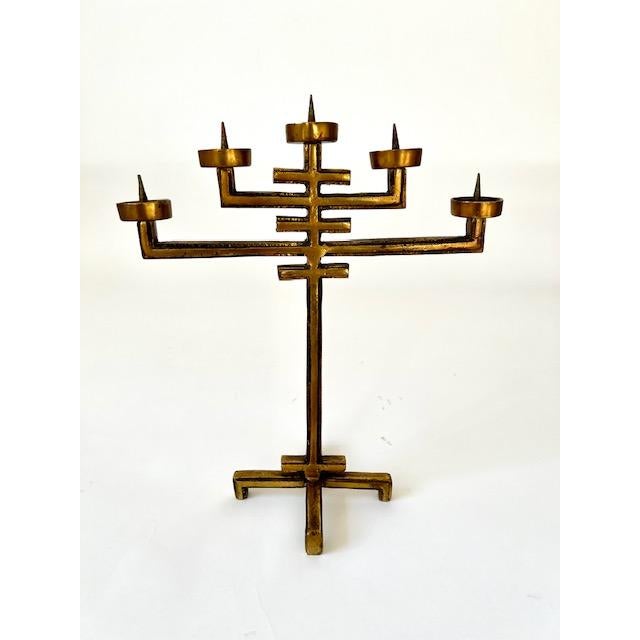 1960's Brass Brutalist Candelabra For Sale - Image 11 of 11
