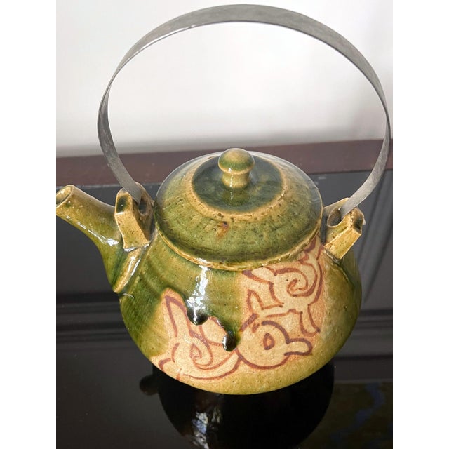 Modern Japanese Studio Pottery Oribe Tea Pot by Ken Matsuzaki For Sale - Image 17 of 17
