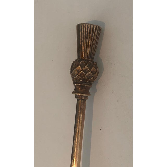 Metal Pineapple Brass Fireplace Tools For Sale - Image 7 of 8