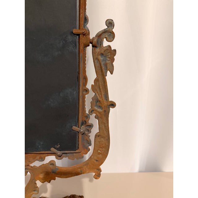 Large Victorian Antique Cast Iron Vanity Mirror For Sale - Image 10 of 12