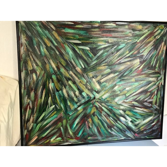 Abstract Emerald Symphony Original Abstract Oil Painting by Monique Nichols For Sale - Image 3 of 12