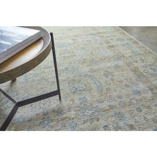 Exquisite Rugs Exquisite Rugs Harper Hand-Knotted New Zealand Wool Beige/Ivory/Blue Rug-9'X12' For Sale - Image 4 of 7
