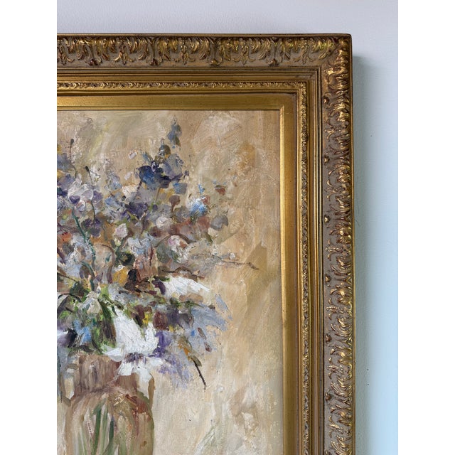 Brown 1980s Vintage Impressionist Bouquet- Still Life Floral Oil Painting by Jennifer For Sale - Image 8 of 12
