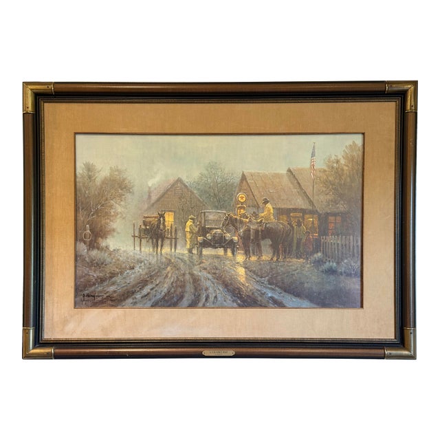 Vintage G. Harvey “A Country Post” Limited Edition Framed Print, 1982 For Sale