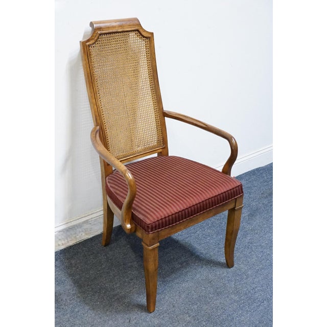Drexel Heritage Solid Pecan Italian Style Cane Back Dining Arm Chair For Sale - Image 10 of 10