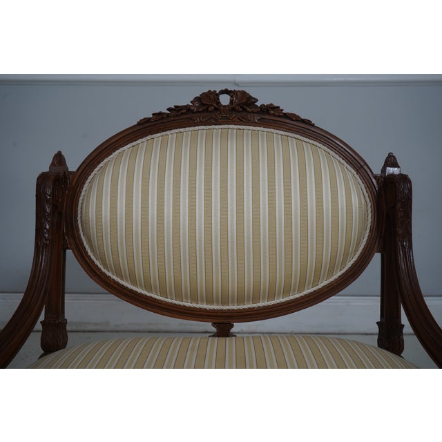 Vintage French Louis XVI Carved Walnut Parlor Chairs For Sale - Image 16 of 18