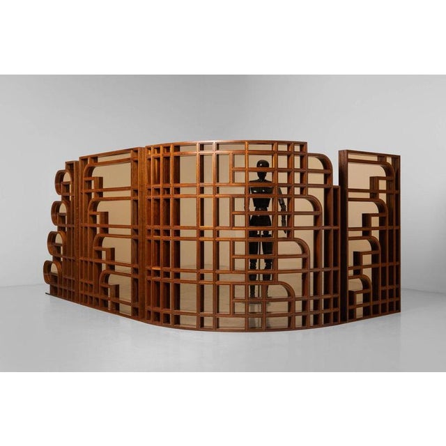 Room Dividers in Walnut and Glass, Italy, 1970, Set of 4 For Sale - Image 6 of 18
