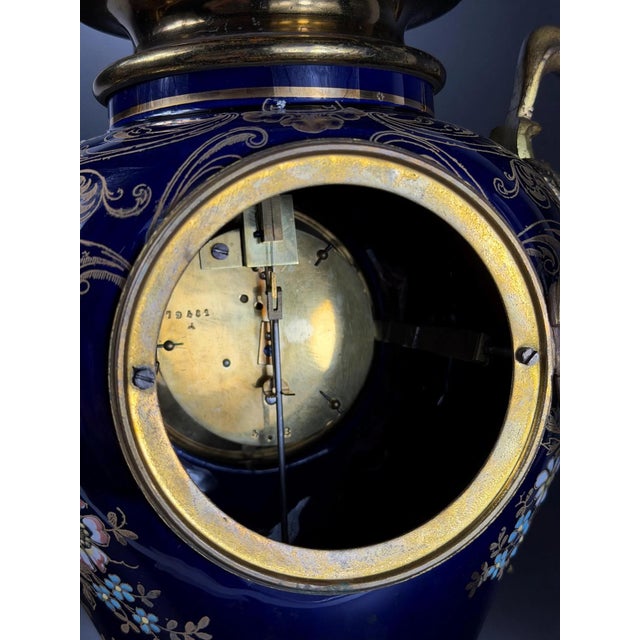 Antique French Cobalt Blue Porcelain Vase Clock with Gilt Bronze Mounts, 1890s For Sale - Image 18 of 18