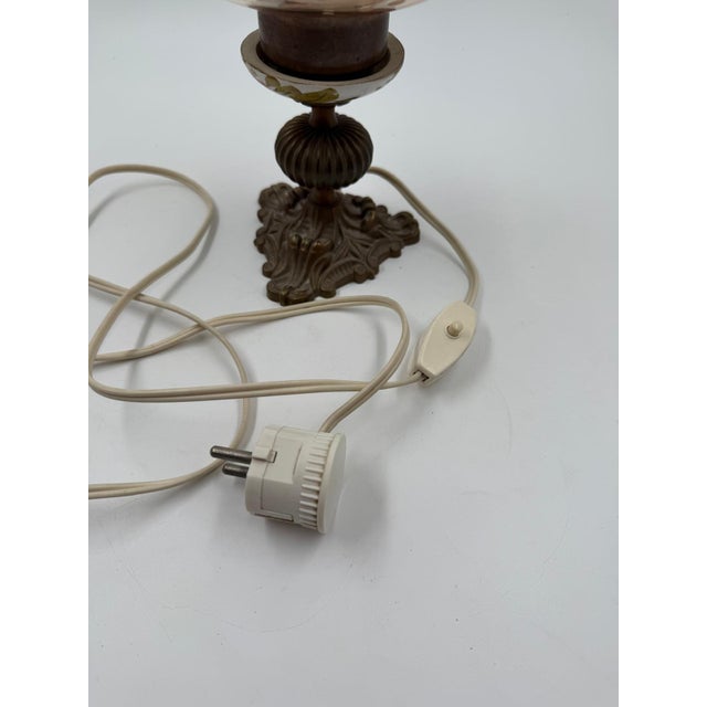Table Lamp with Cast Brass Base and Glass Shade For Sale - Image 13 of 16