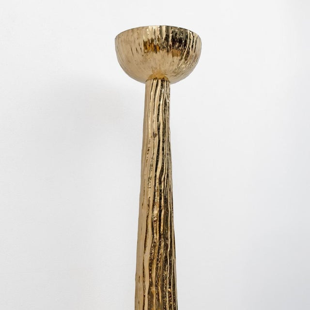 Torchère Style Hammered Brass Floor Lamp, Italy, 2000 For Sale - Image 4 of 9