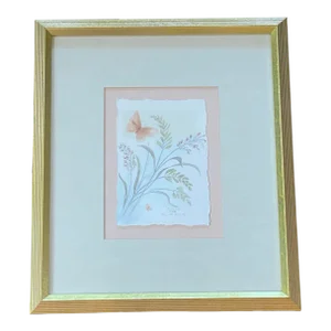 Late 20th Century Gold Framed Floral Botanical Watercolor Print Signed and Numbered Mary Vincent Bertrand