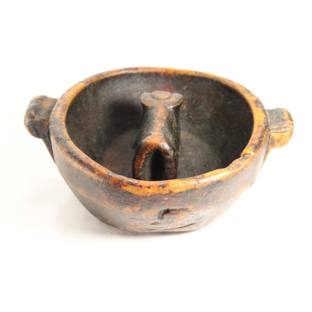 A stunning antique tribal vessel, traditional for the Aymara people from Peru and Bolivia All hand carved wooden bowl,...