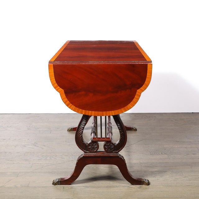 Edwardian Mahogany Writing Desk W/ Inlaid Exotic Wood Detailing & Bronze Pulls For Sale - Image 18 of 18