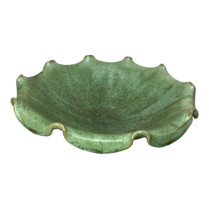 Large Antique Handmade North Carolina Us Green Glaze Centerpiece Pottery Bowl