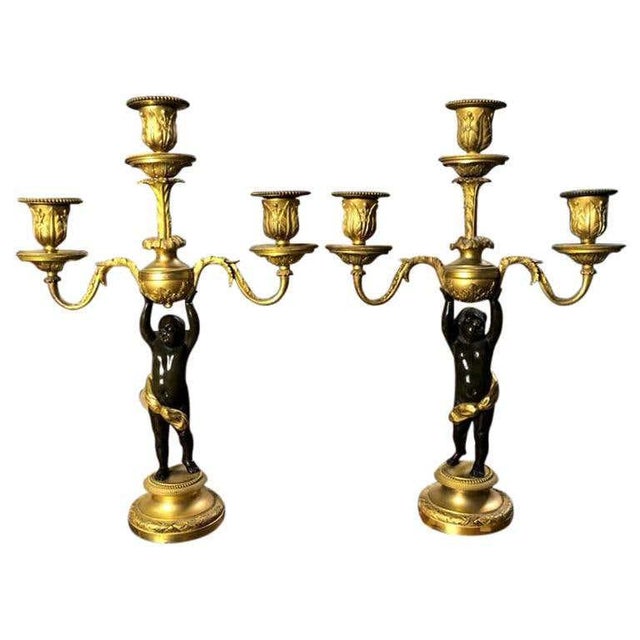 Vintage Antique Bronze Louis Xv Candelabra, Set of 2 For Sale - Image 13 of 13