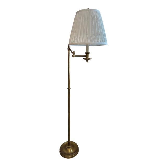 Ralph Lauren Sargent Swing Arm Floor Lamp Antique Brass For Sale