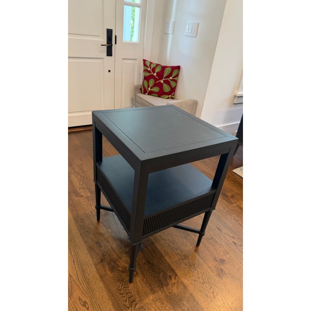 2020s Woodbridge Black Bedside or End Table — Reeded Drawer & Pull-Out Tray For Sale - Image 5 of 11