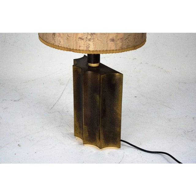 Vintage Brass Table Lamp with Fabric Shade, Italy, 1970s For Sale - Image 4 of 12