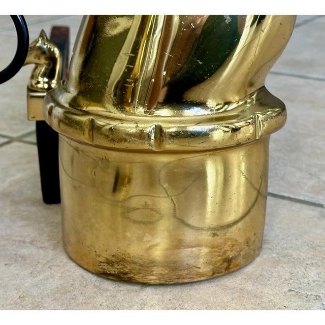 Pair of Brass and Iron Horse Equestrian Andirons For Sale - Image 14 of 18
