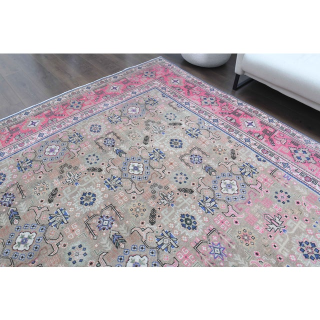 1970s Vintage Persian Handmade Wool Cotton Light Tan Area Rug For Sale - Image 4 of 11