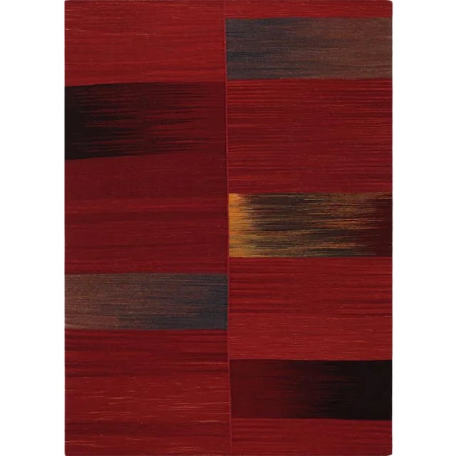 Handwoven Scandinavian Style Persian Kilim Rug 4'11" X 6'7" For Sale